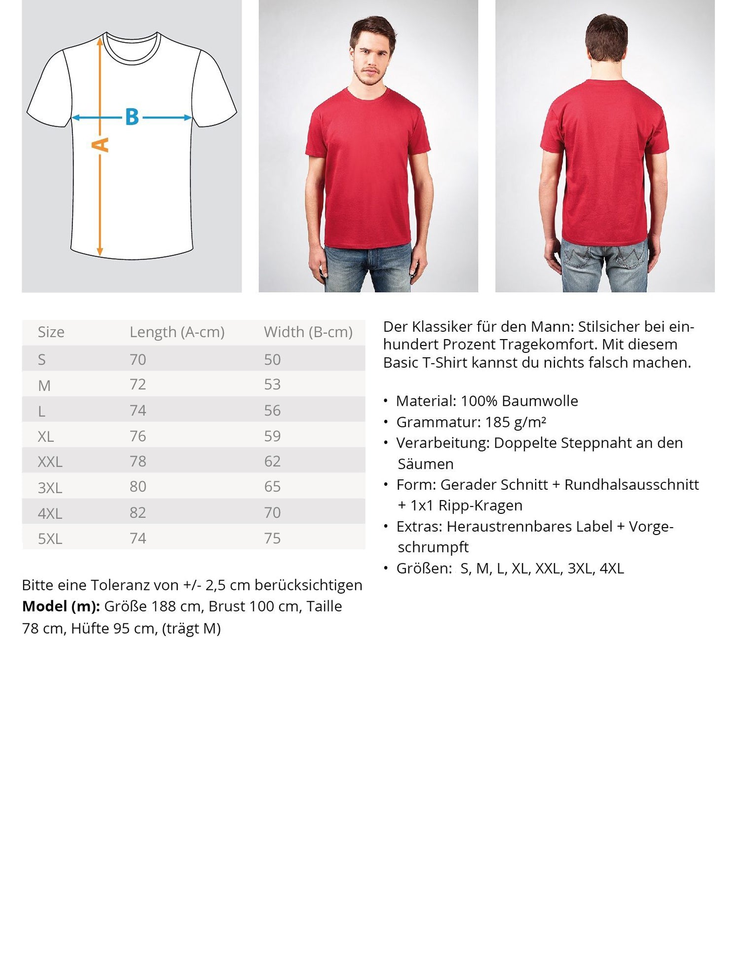 Vespa T-Shirt Herren | "La dolce vita" | Größentabelle