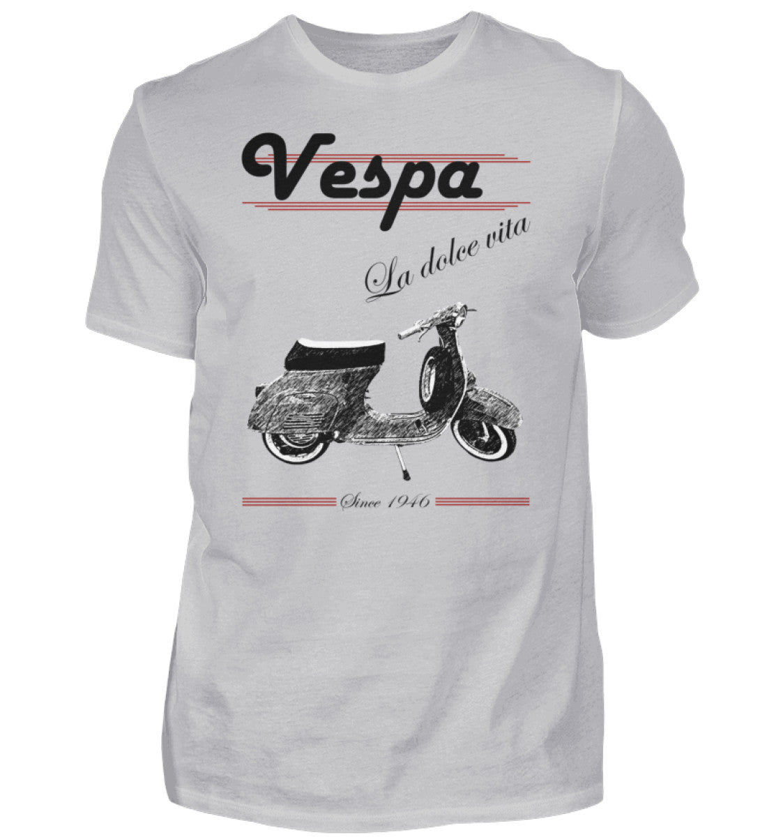 Vespa T-Shirt Herren | "La dolce vita" | grau melliert