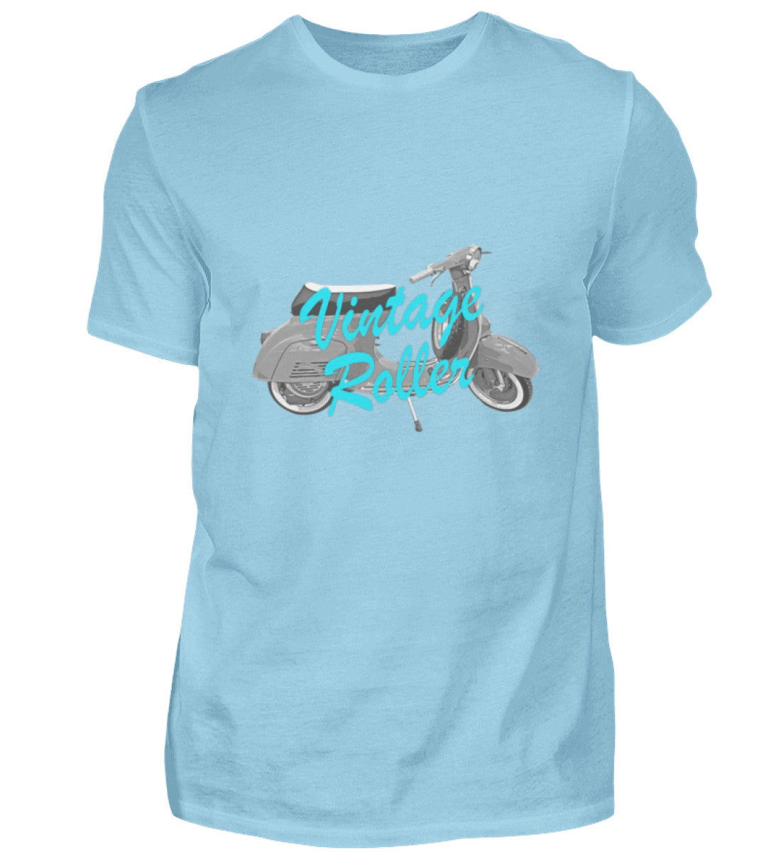 Vespa T-Shirt Herren | "Vintage Roller" | himmelblau