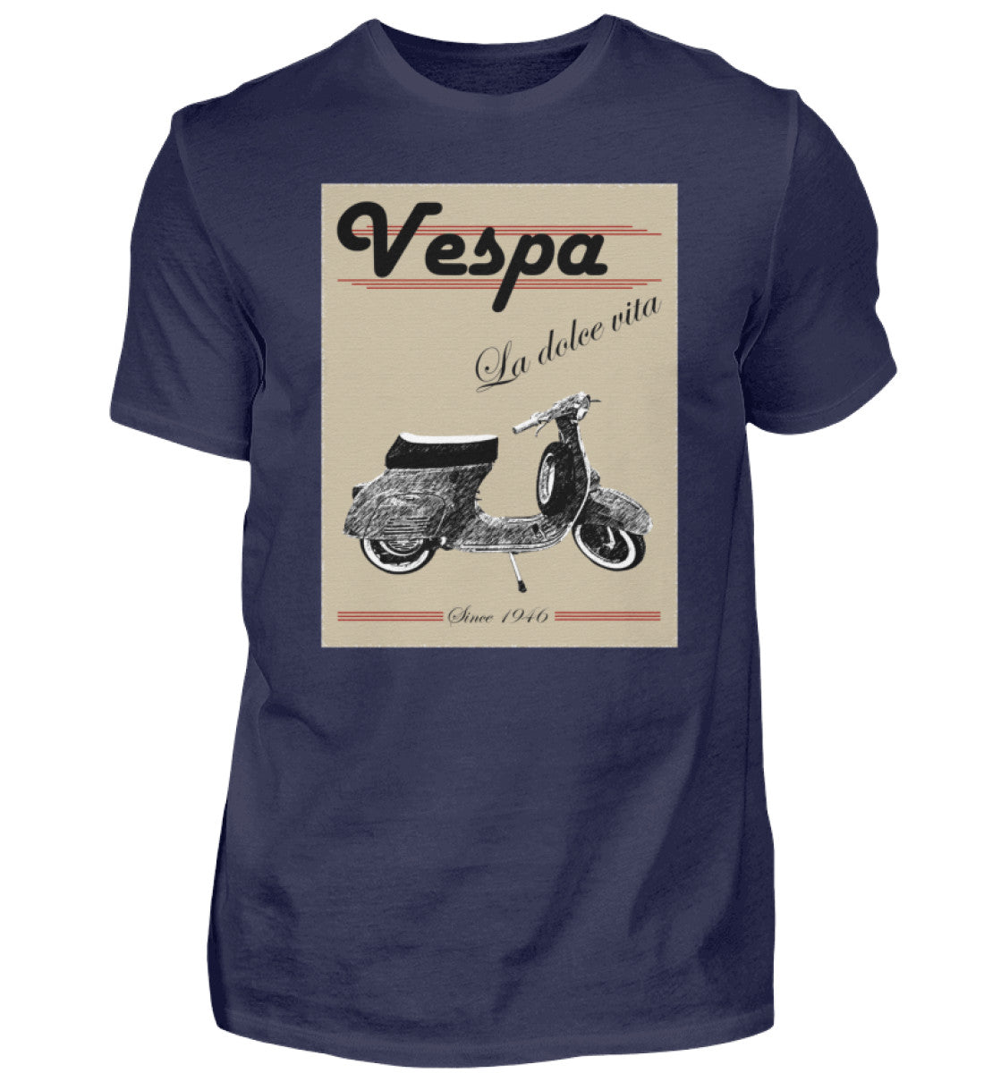 Vespa T-Shirt Herren | "La dolce vita" | navyblau
