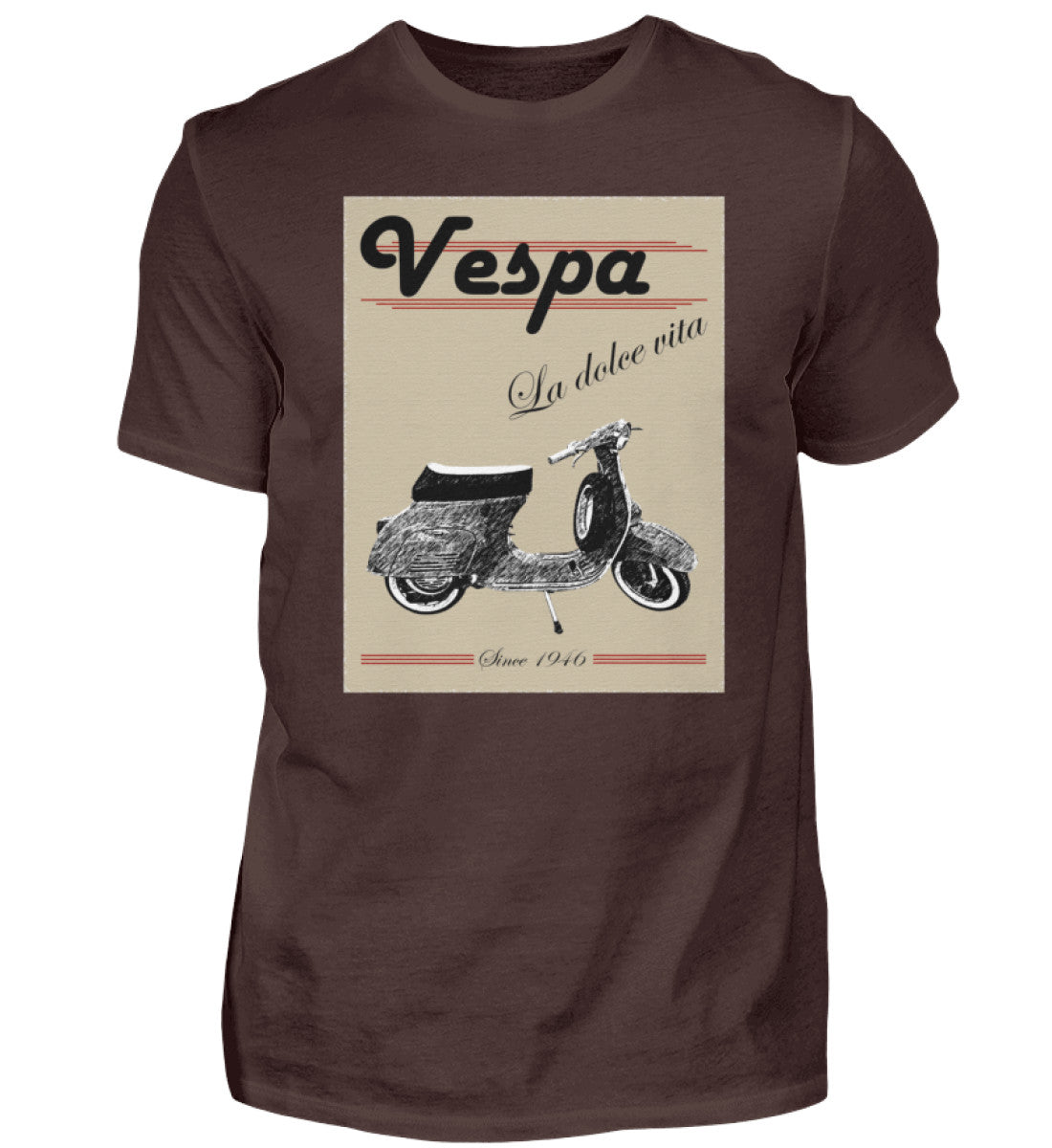 Vespa T-Shirt Herren | "La dolce vita" | braun